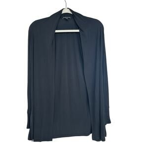 Eileen Fisher Black Silk Draped Open Front Sheer Cardigan Rib Cuff, Size S, EUC